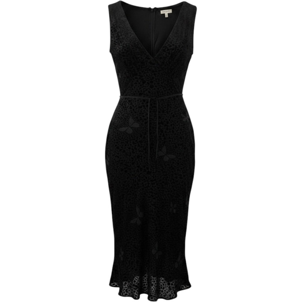 Realisation Par The Lauren Black Butterfly Devore Velvet Midi Dress XS